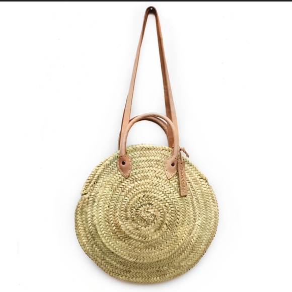 LIKE NEW! FRENCH BASKETS Round Straw Tote Bag - Picture 3 of 6